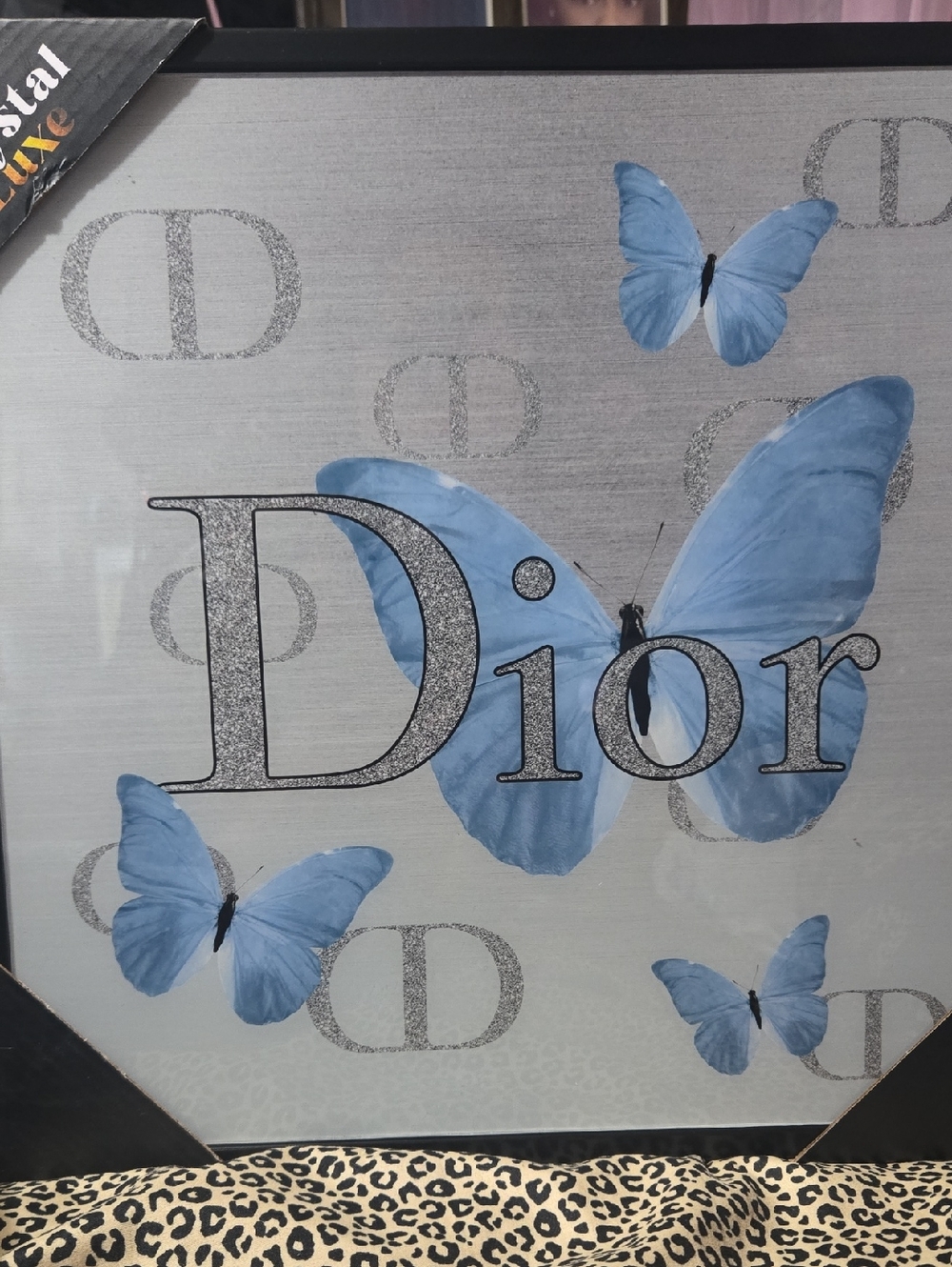 Silver Logo with Light Blue Butterflies Wall Art